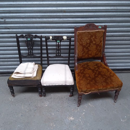 39 - Three antique bedroom chairs.