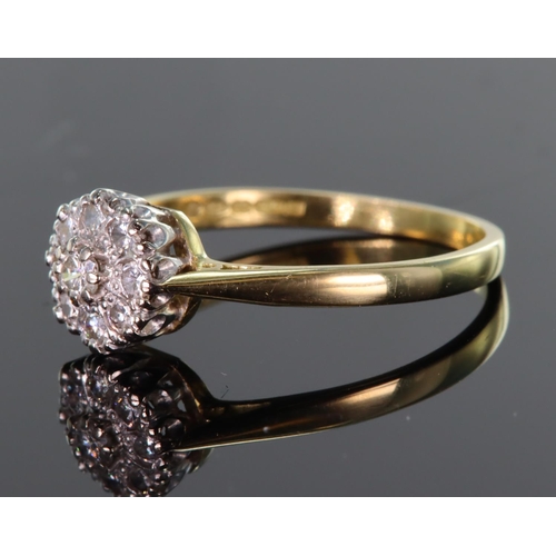 53 - 18ct yellow gold nine stone diamond cluster ring, diamonds calculated as weighing a total of approx.... 