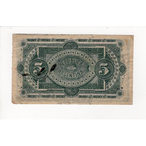 480 - Argentina 5 Centavos dated 1st January 1884, very rare FIRST ISSUE, series C serial number 996117 (T... 
