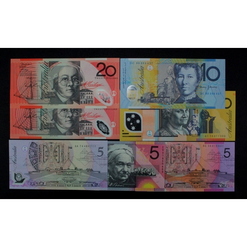 483 - Australia (7), an Unciculated collection of Polymer notes comprising 50 Dollars dated 2010, 20 Dolla... 