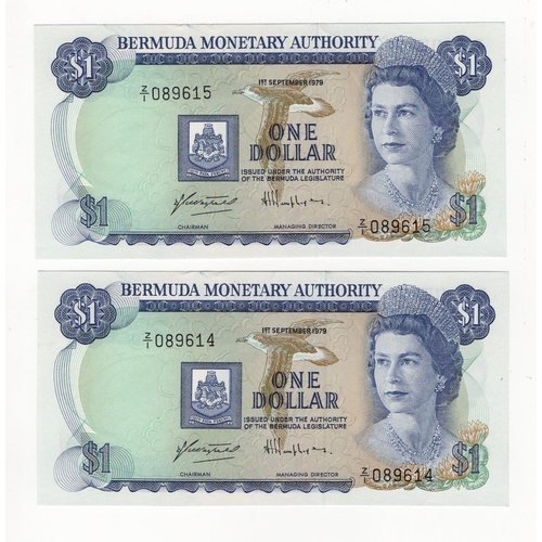 507 - Bermuda 1 Dollar REPLACEMENT notes (2), dated 1st September 1978, a consecutively numbered pair, ser... 