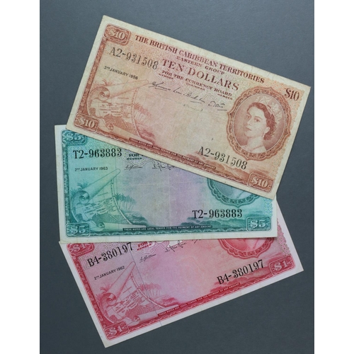 515 - British Caribbean Territories (3), 10 Dollars dated 3rd January 1956, serial A2-931508 (TBB B110c, P... 