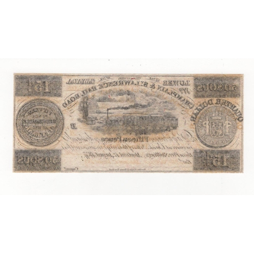 531 - Canada 30 Sous, 15 Pence, 1/4 Dollar, multi denomination note dated 1837, for Champlain & St. Lawren... 