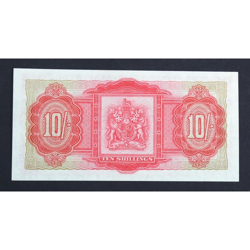 506 - Bermuda 10 Shillings dated 1st May 1957, portrait Queen Elizabeth II at centre, serial M/1 116328 (T... 