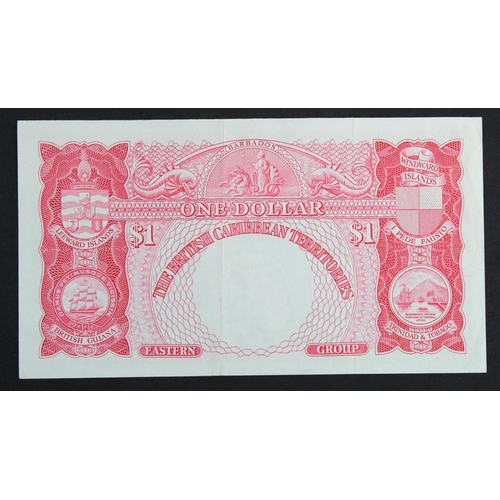 511 - British Caribbean Territories 1 Dollar dated 2nd January 1964, portrait Queen Elizabeth II at right,... 