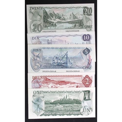 525 - Canada (5), a group of Uncirculated notes, 20 Dollars dated 1979, 10 Dollars dated 1971, 5 Dollars d... 