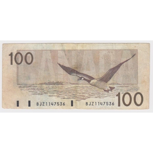 528 - Canada 100 Dollars FORGERY dated 1988, Thiessen & Crow, serial BJZ 1147536 (TBB B362a, Pick99a) inte... 
