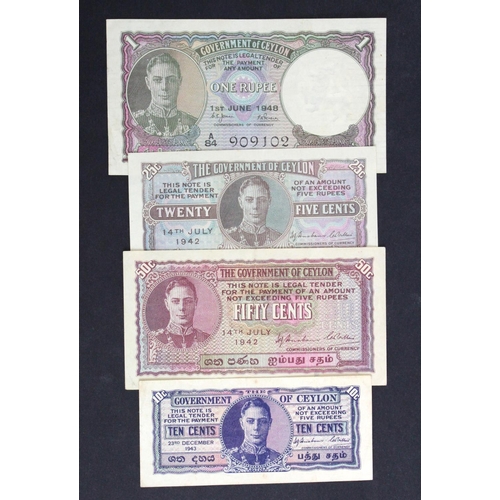 532 - Ceylon (4), a group of King George VI notes, 1 Rupee dated 1st June 1948 VF+, 50 Cents dated 14th Ju... 