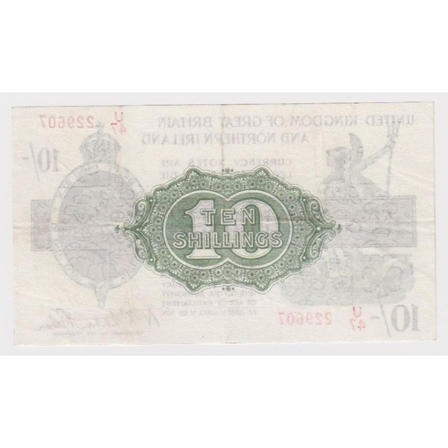 55 - Warren Fisher 10 Shillings issued 1927, serial U/47 229607, Great Britain & Northern Ireland issue (... 