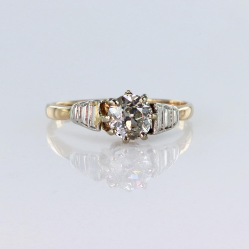 21 - 18ct yellow gold and platinum solitaire ring set with a round brilliant cut diamond weighing approx.... 