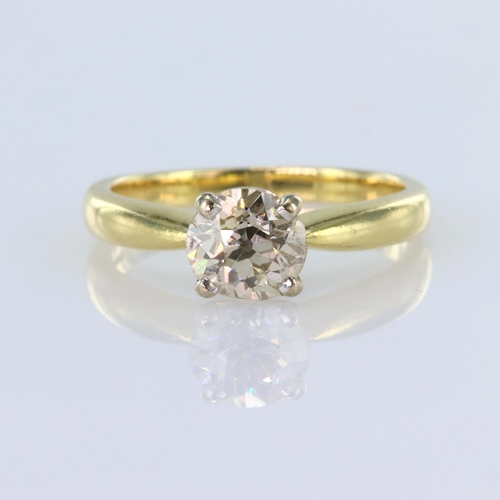 5 - 18ct yellow gold solitaire ring set with a round brilliant cut diamond calculated as weighing approx... 