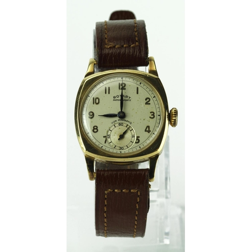 539 - Gents 9ct cased Rotary manual wind wristwatch, hallmarked London 1946 working when catalogued