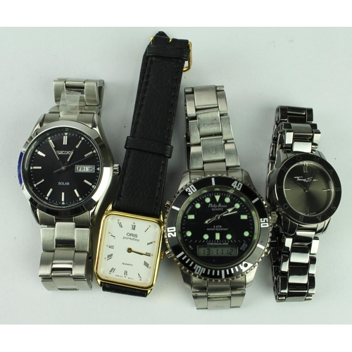 540 - Four gents wristwatches. Seiko Solar along with quartz examples by Oris, Thomas Sabo & Philip Persio... 
