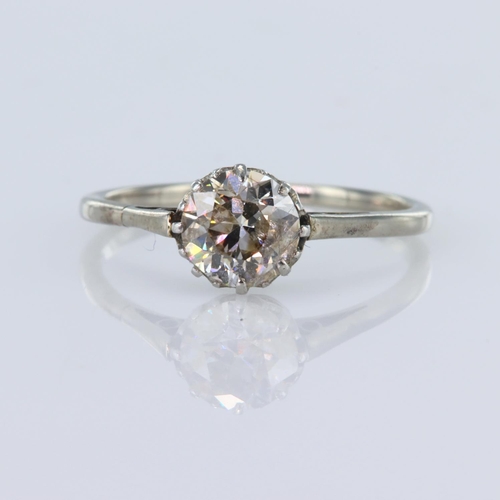 58 - Platinum solitaire ring set with a round old cut diamond calculated as weighing approx. 1.10ct, Appr... 