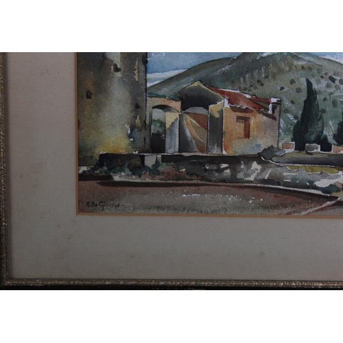 441 - Batty, R. Watercolour of a rural landscape of Madaloni, Italy. Signed lower left. Framed and glazed.... 