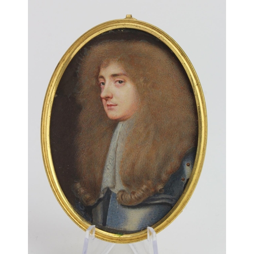487 - Portrait miniature depicting the Earl of Arran. 17th Century. After S. Cooper. Believed to be from t... 