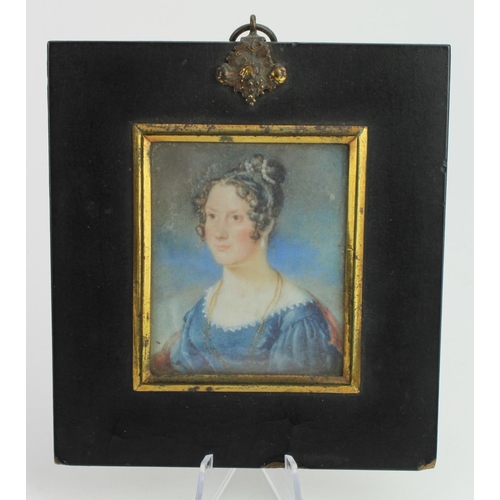 492 - Portrait miniature. Late 19th century watercolour portrait, purported to be Henrietta Catherine Whic... 