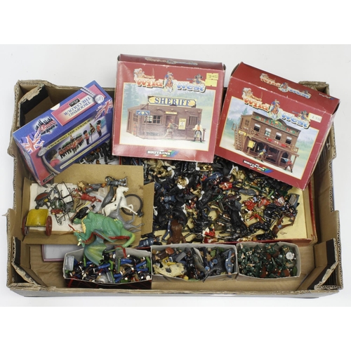 14 - Britains. A collection of mostly Britains soldiers, figures, animals etc. (incl. three boxed items),... 