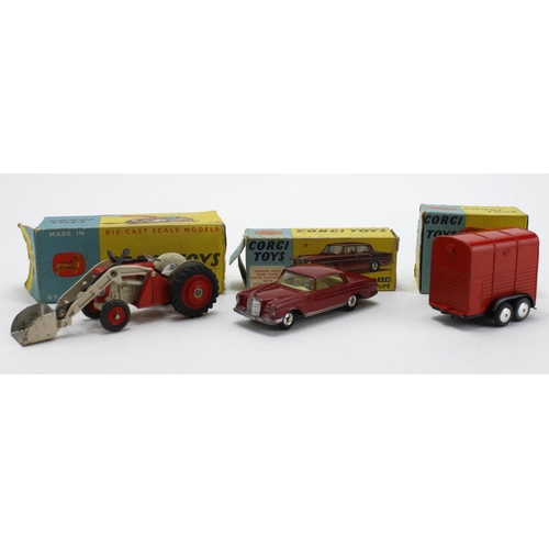 35 - Corgi Toys. Three boxed Corgi models, comprising Massey Ferguson 65 Tractor with Shovel (no. 53); Ri... 