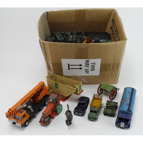 46 - Diecast. A collection of playworn toys, including Dinky, Britains, etc.