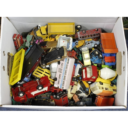 50 - Diecast. A large collection of playworn diecast vehicles, including Dinky, Corgi, Budgie, etc. (2 bo... 