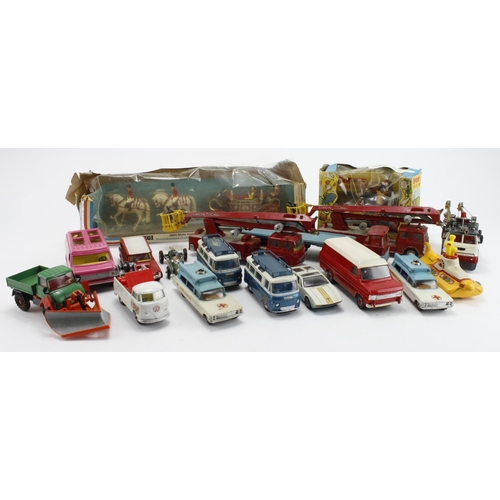 54 - Dinky & Corgi. A collection of eighteen Dinky and Corgi models, including Popeye Paddle Wagon (802, ... 