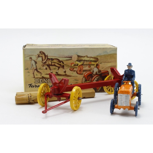 9 - Benbros Qualitoy 'Tractor & Log Cart', consisting, tractor, cart, driver and two logs (hook missing ... 