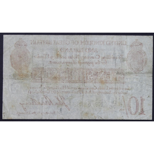26 - Bradbury 10 Shillings (T12.2) issued 1915, 5 digit RADAR serial number D1/76 88388 (T12.2, Pick348a)... 