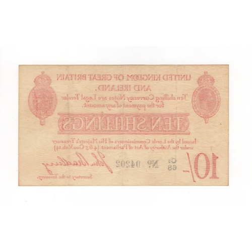 28 - Bradbury 10 Shillings (T12.3) issued 1915, LAST RUN 'C2' prefix, 5 digit serial number C2/68 04202 (... 