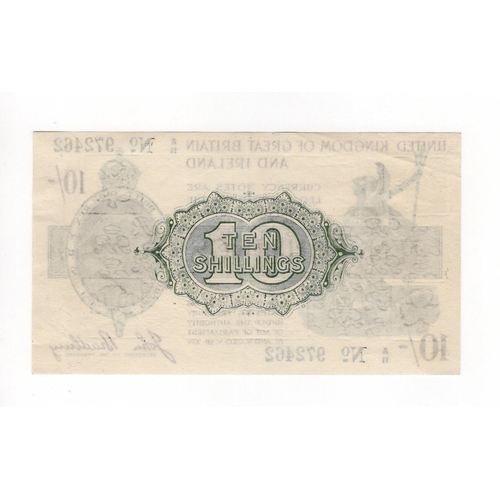 29 - Bradbury 10 Shillings (T18) issued 1918, serial A/11 972462 in black ink, No. with dash (T18, Pick35... 