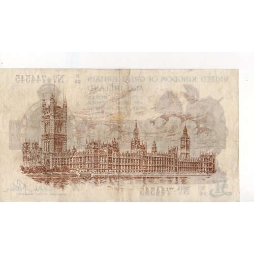 33 - Warren Fisher 1 Pound (T24) issued 1919, rarer LAST SERIES 'X' prefix, serial X/35 744545, original ... 