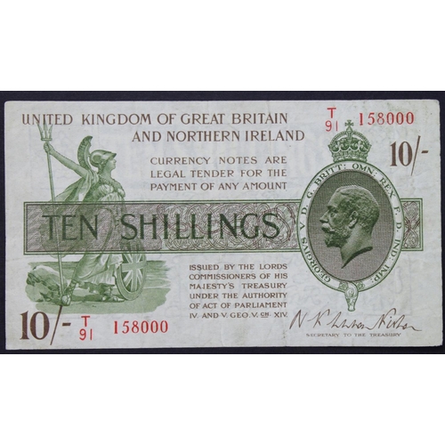 40 - Warren Fisher 10 Shillings (T33) issued 1927, FIRST SERIES, serial T/91 158000, Great Britain & Nort... 