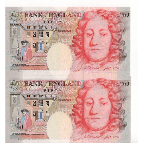 44 - Bailey 50 Pounds (B404) issued 2006 (2), a consecutively numbered pair, FIRST prefix of mid run 'M01... 