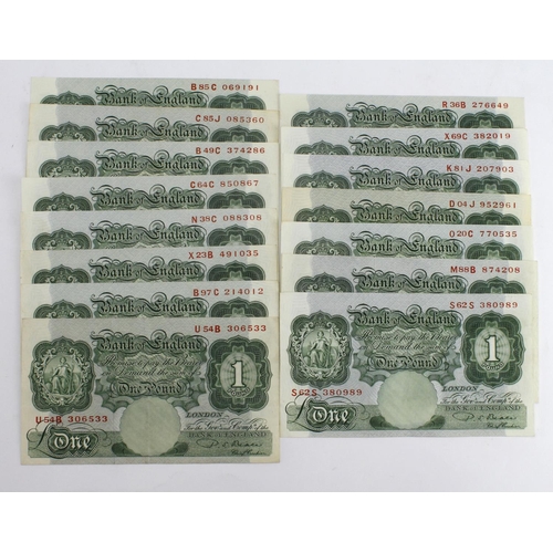 47 - Beale 1 Pound (B268 B269) issued 1950 (15), including a REPLACEMENT note, serial S62S 380989 (B269, ... 