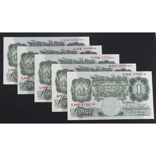 48 - Beale 1 Pound (B268) issued 1950 (5), a group of Uncirculated notes including a FIRST SERIES note se... 