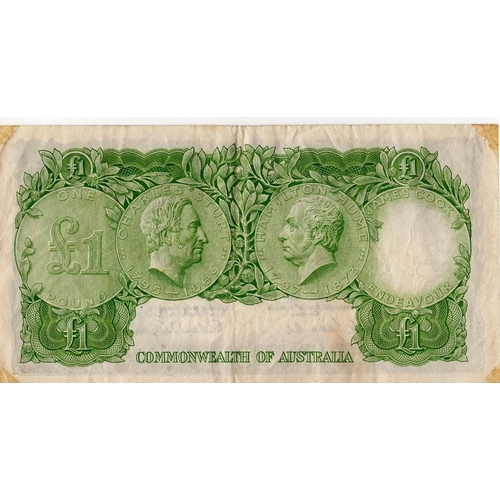 526 - Australia 1 Pound issued 1953 - 1960, portrait Queen Elizabeth II at right, signed Coombs & Wilson a... 
