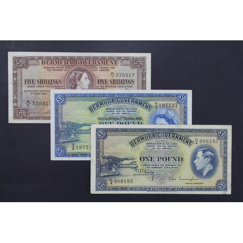 558 - Bermuda (3) 1 Pound dated 12th May 1937, portrait King George VI at right, serial C/4 988185 (TBB B1... 