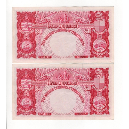 562 - British Caribbean Territories 1 Dollar (2) dated 3rd January 1956, portrait of Queen Elizabeth II at... 