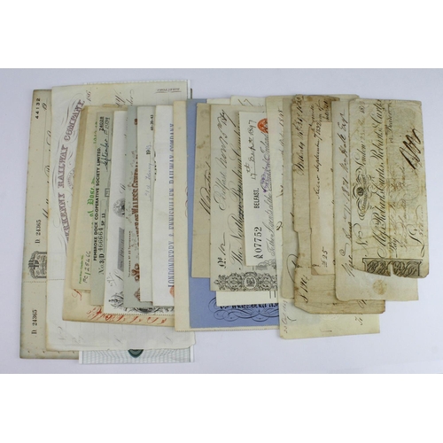 8 - Cheques, Deposit Notes, Interest/Dividend Warrants, Ephemera (42), British Isle collection, many Nor... 