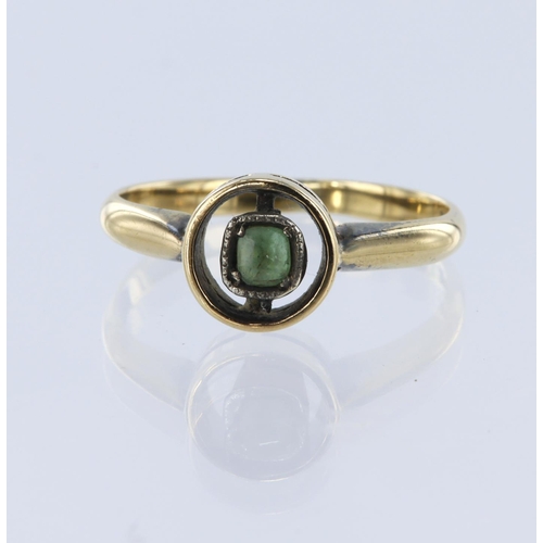 11 - 9ct yellow gold ring set with a single emerald measuring approx. 3mm x 2.5mm, finger size K, weight ... 