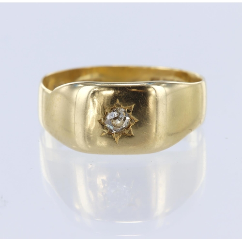 55 - 18ct yellow gold signet style ring set with a single round old cut diamond weighing approx. 0.08ct, ... 