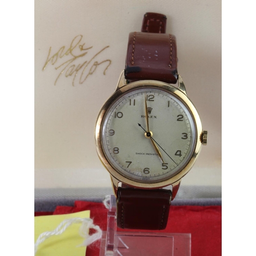 572 - Gents 9ct cased Rolex  wristwatch. Hallmarked Birmingham 1951. Has got a non-Rolex replacement glass... 