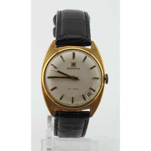 582 - Gents 9ct cased Zenith automatic wristwatch, the case hallmarked London 1973. The cream dial with gi... 