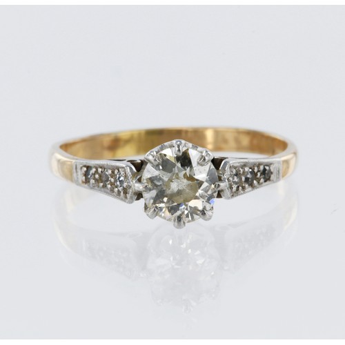 10 - Stamped '18ct' white metal diamond solitaire ring, old-cut cushion diamond total diamond weight appr... 