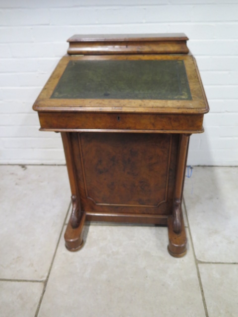 A Victorian Burr Walnut Davenport Desk With A Stationary
