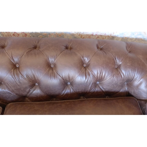 12 - Alexander and James Brixton 4-seater leather chesterfield sofa in brown. Furniture Village sale pric... 