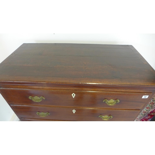 30 - A Georgian mahogany 5-drawer chest of drawers on bracket feet
134cm high, 96cm wide, 49cm deep