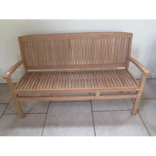 3 - A good quality teak bench boxed 150cm wide