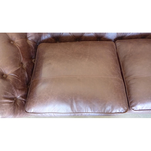 37 - Alexander and James Brixton chesterfield 3-seater leather sofa in brown. Furniture Village sale pric... 