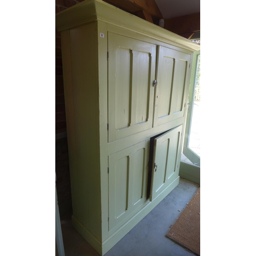 51 - A 19th century painted pine cupboard with four panelled cupboard doors - ideal for freestanding kitc... 